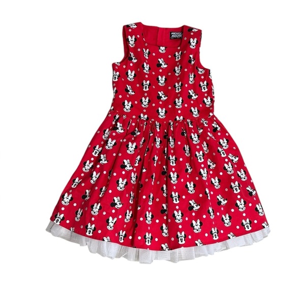 DISNEY Minnie Mouse Red Dress Polka Dot Bow‎ Mickey Size 9/10 9 10 Cruise Park - Picture 6 of 6